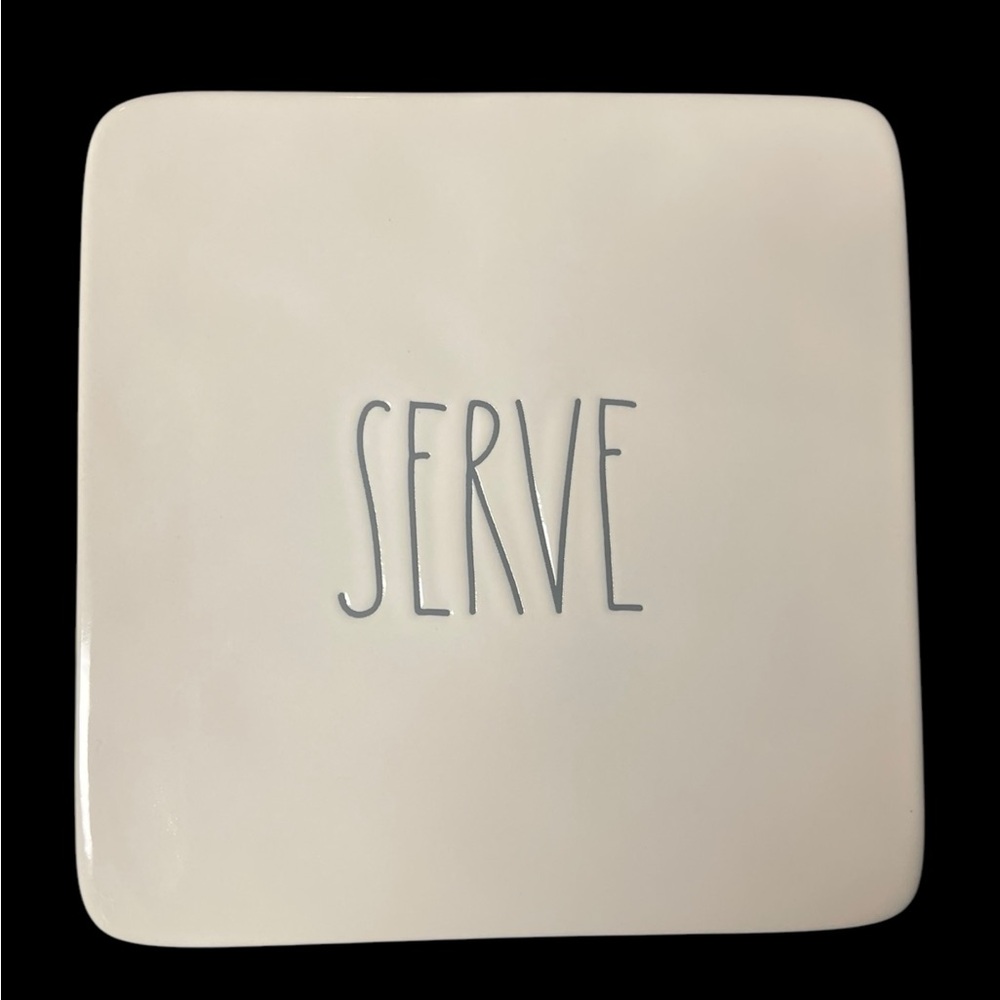 Rae Dunn Cream Serveware Plate with Handwritten Design